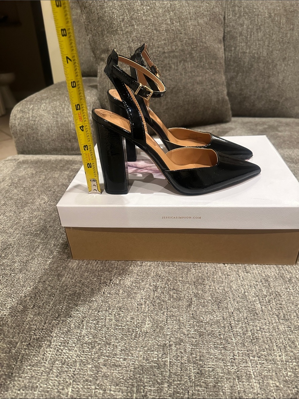 Jessica Simpson Black Patent Pointed Toe Ankle Strap Pumps - Picture 6 of 6
